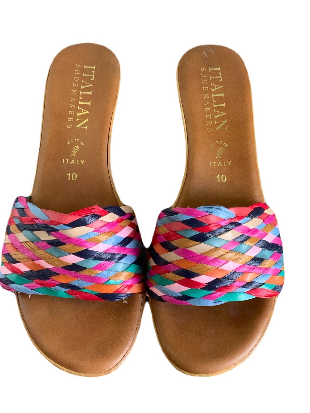 Italian Shoemakers Multicolor Braided Slide Sandals